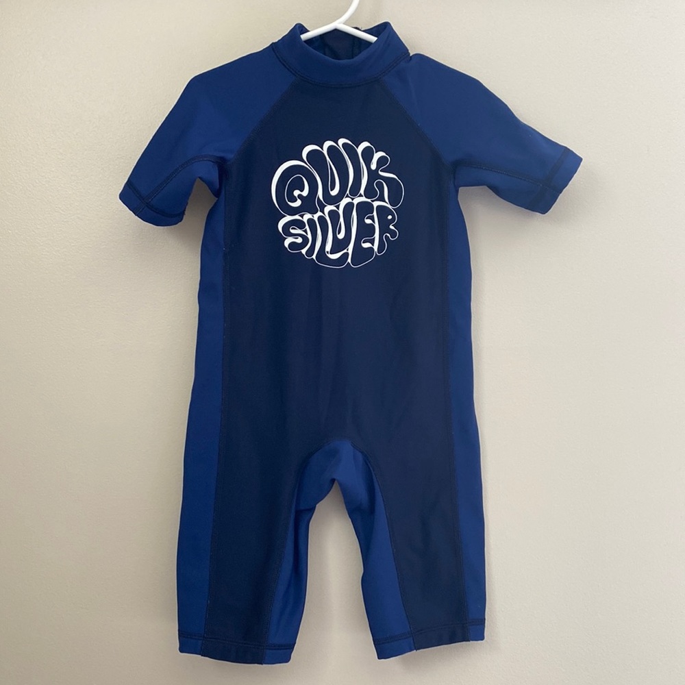 Quiksilver Kids Navy and Royal Blue Short Sleeve Rashguard Suit